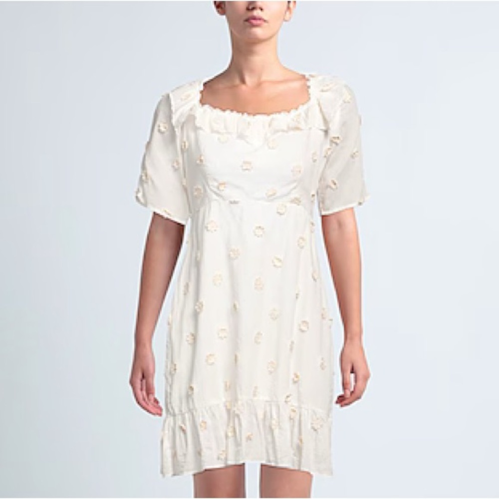 RIXO Camile Floral-Appliquéd Lace Embroidered Cotton-Gauze Dress Cream NWT US 10 - Picture 7 of 16